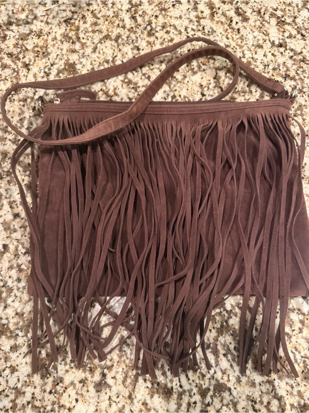 Fringe Crossbody Bag in Brown - 10.5 x 8